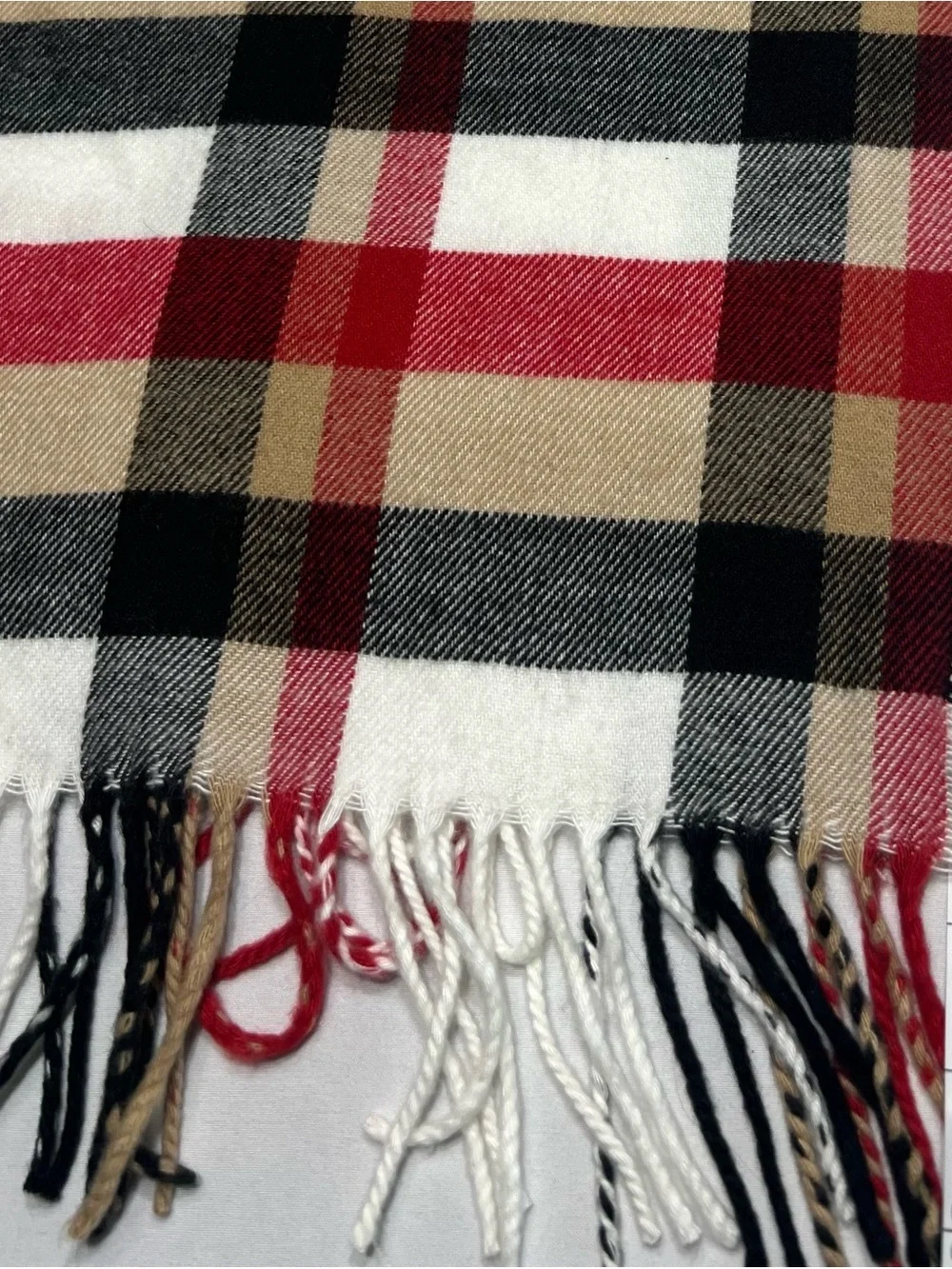 Set of 3 Cashmere Plaid Scarf in Red, Black, Tan, Cream